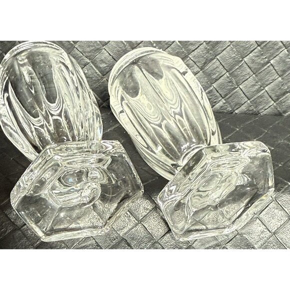 Ribbed Hoosier Cabinet Footed Salt & Pepper Shaker Set Clear Glass - Picture 5 of 9